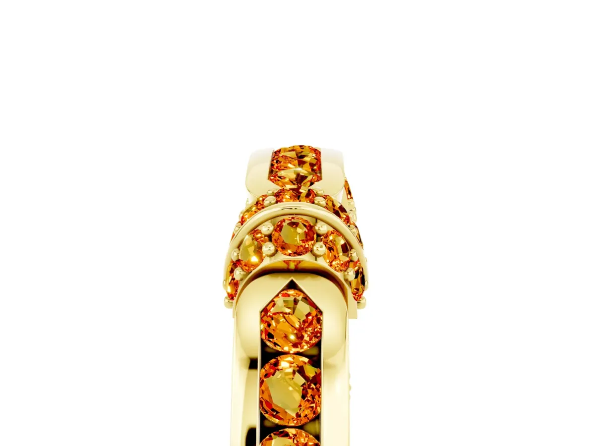 Pavé Round Citrine Link Band with Bezel Setting Yellow gold