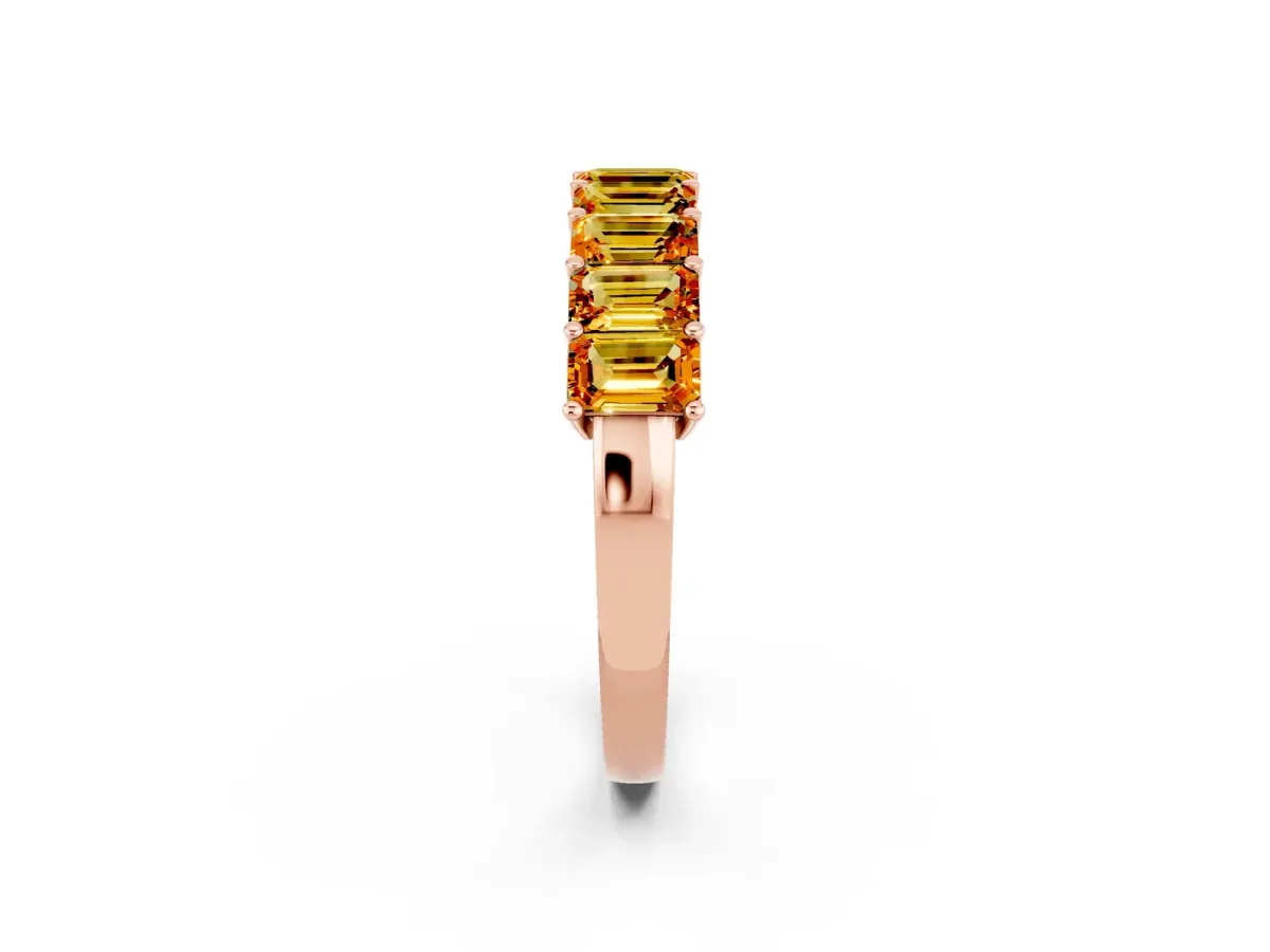 Emerald Cut Citrine Prong-Set Eternity Band Rose gold