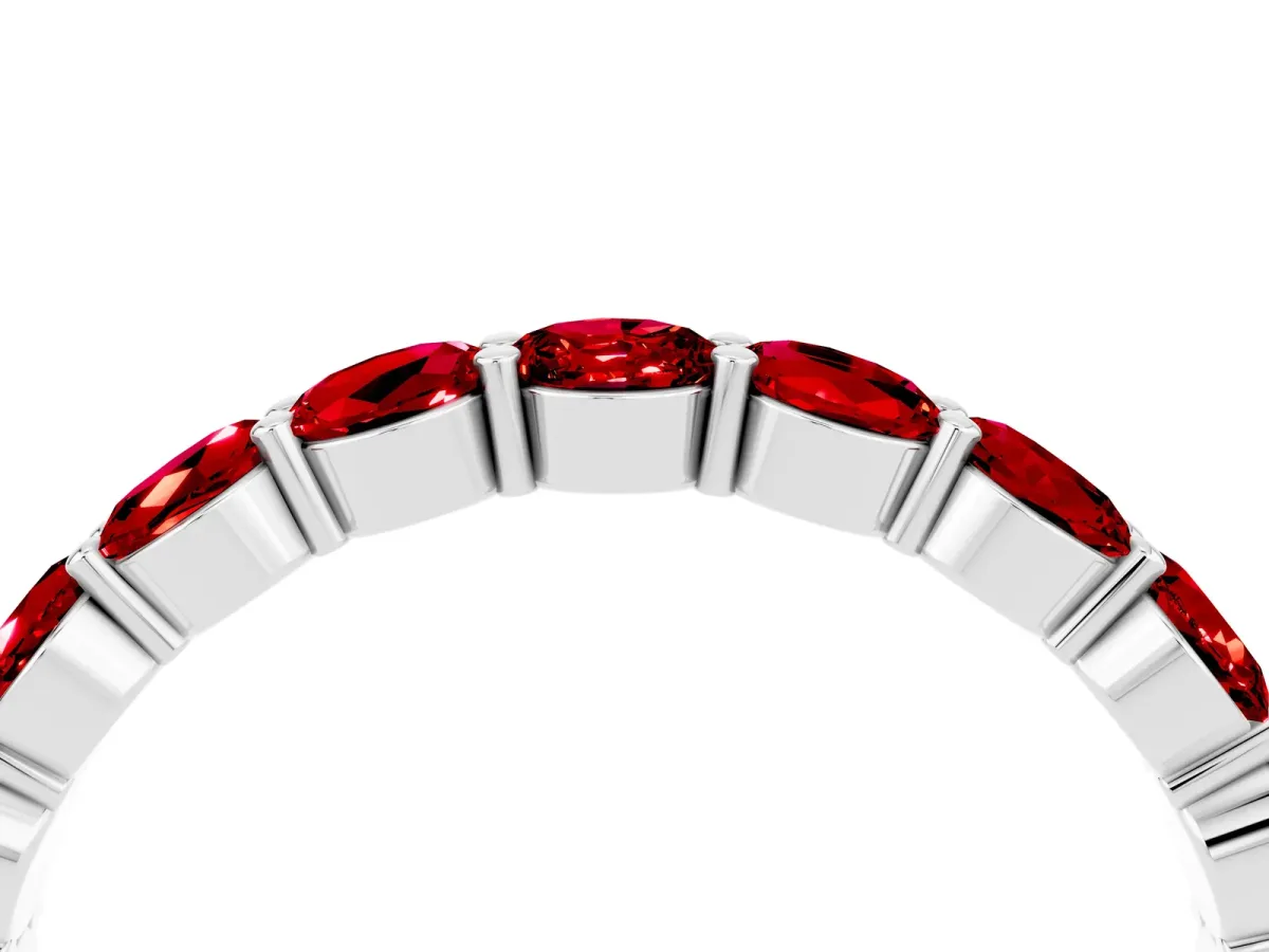 Round Ruby Eternity Band with U-Prong Setting Silver