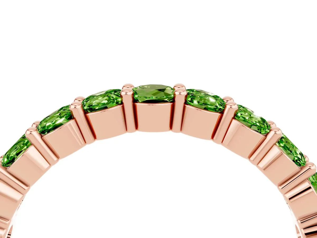 Round Peridot Half Eternity Band with Prong Setting Rose gold