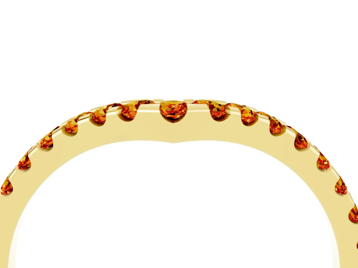 Pavé Round Citrine Chevron Band with Shared Prong Setting Yellow gold
