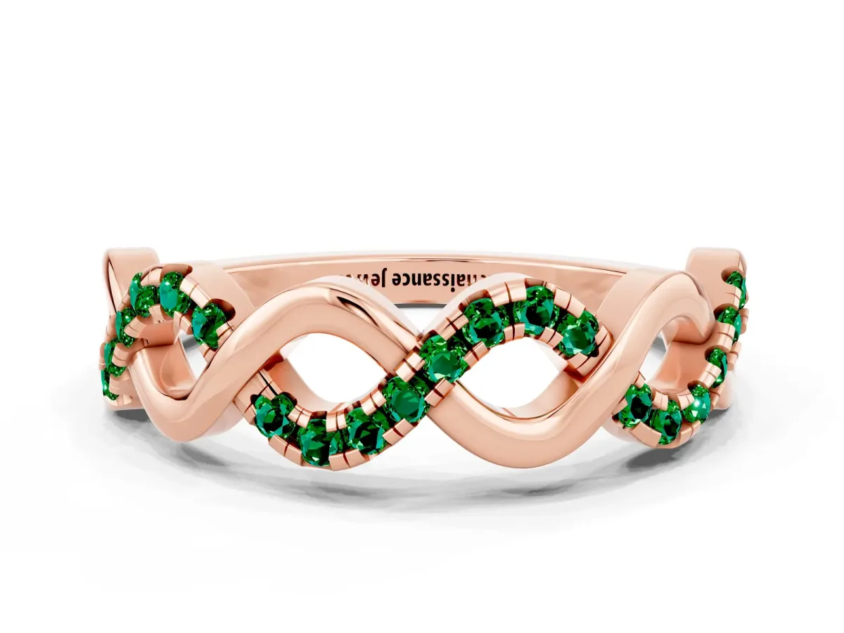 Twist Infinity Round Emerald Band with Pavé Setting Rose gold
