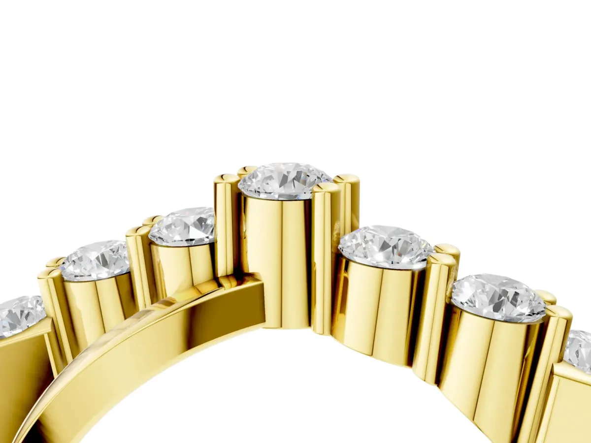 Round Diamond Prong-Set Crossover Band Yellow gold