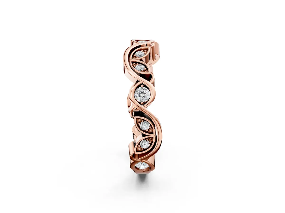 Marquise and Round Diamond Infinity Eternity Band with Bezel Setting Rose gold