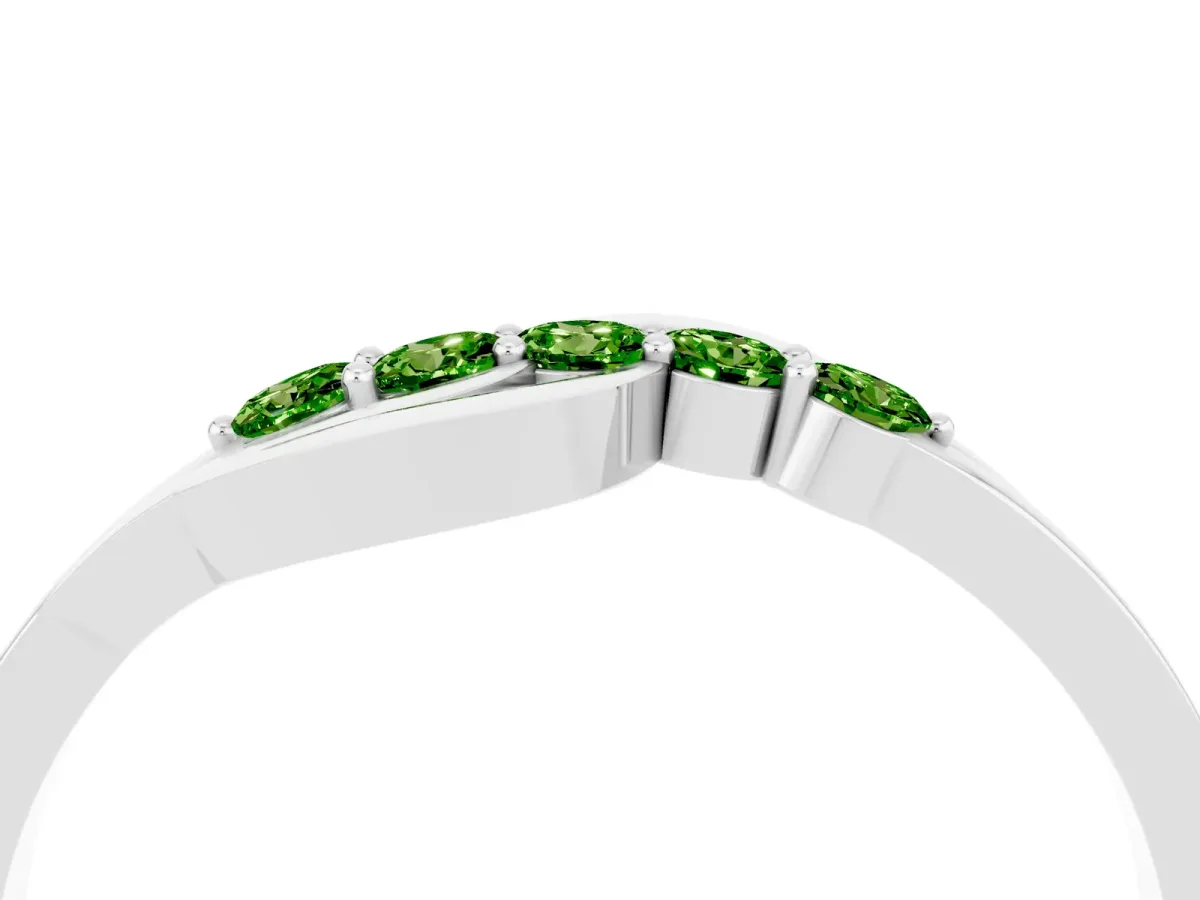 Five-Stone Round Peridot Crossover Band with Prong Setting Platinum